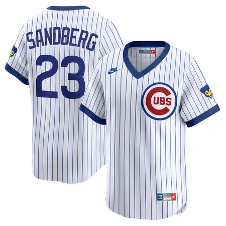 Youth Chicago Cubs #23 Ryne Sandberg Nike White Throwback Cooperstown Collection Limited Jersey