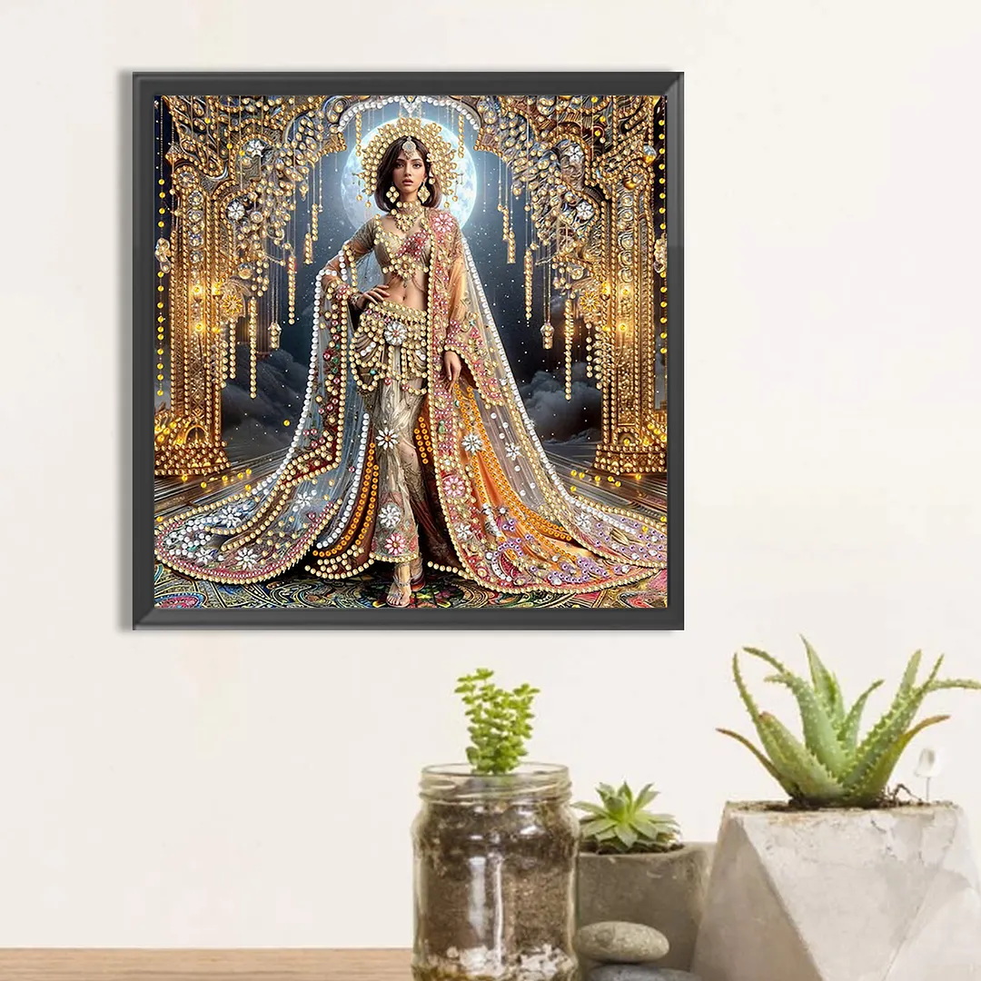 Gorgeous Dress Beauty - Diamond Painting - Partial Special Shaped Drill(Canvas|30*30cm)