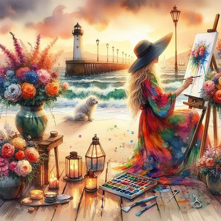 Girl - Full Round Drill Diamond Painting - 40*40CM(Canvas)