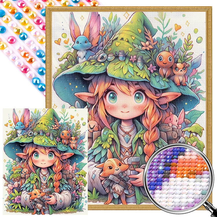 Partial AB Drill - Full Round Diamond Painting - Forest Girl 40*50CM