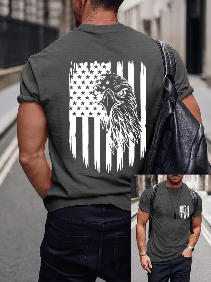 Men's Eagle and Flag Casual T-Shirts