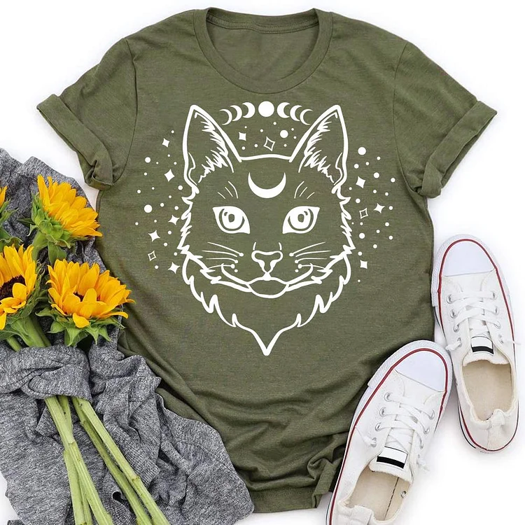 Celestial cat Sun and moon T-shirt Tee -05609-Annaletters