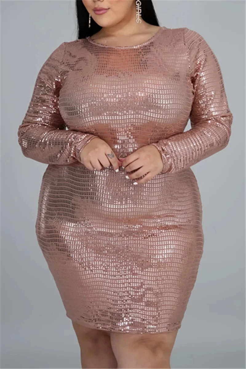 RoseGold Fashion Sexy Plus Size Pit Dress | EGEMISS