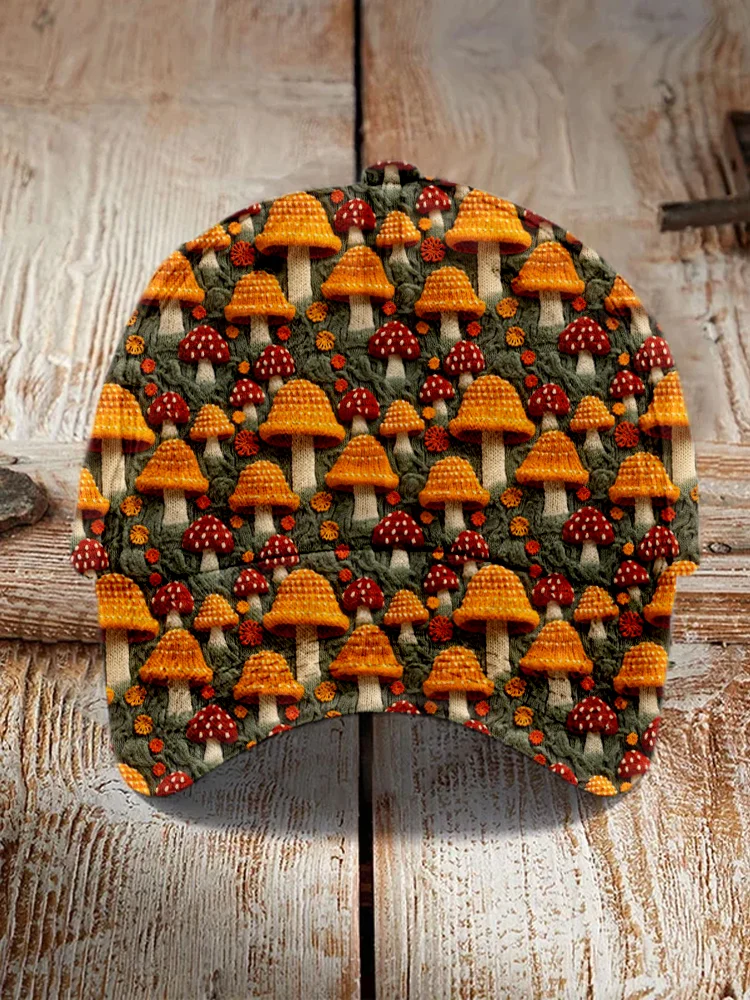 Comstylish Floral Mushroom Embroidery Art Cap