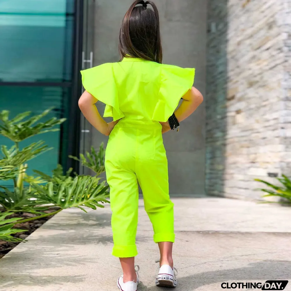 Kids Girls Fashion Solid Sleeveless Jumpsuit