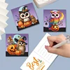 6pcs Halloween Pumpkin Owl Diamond Painting Greeting Card