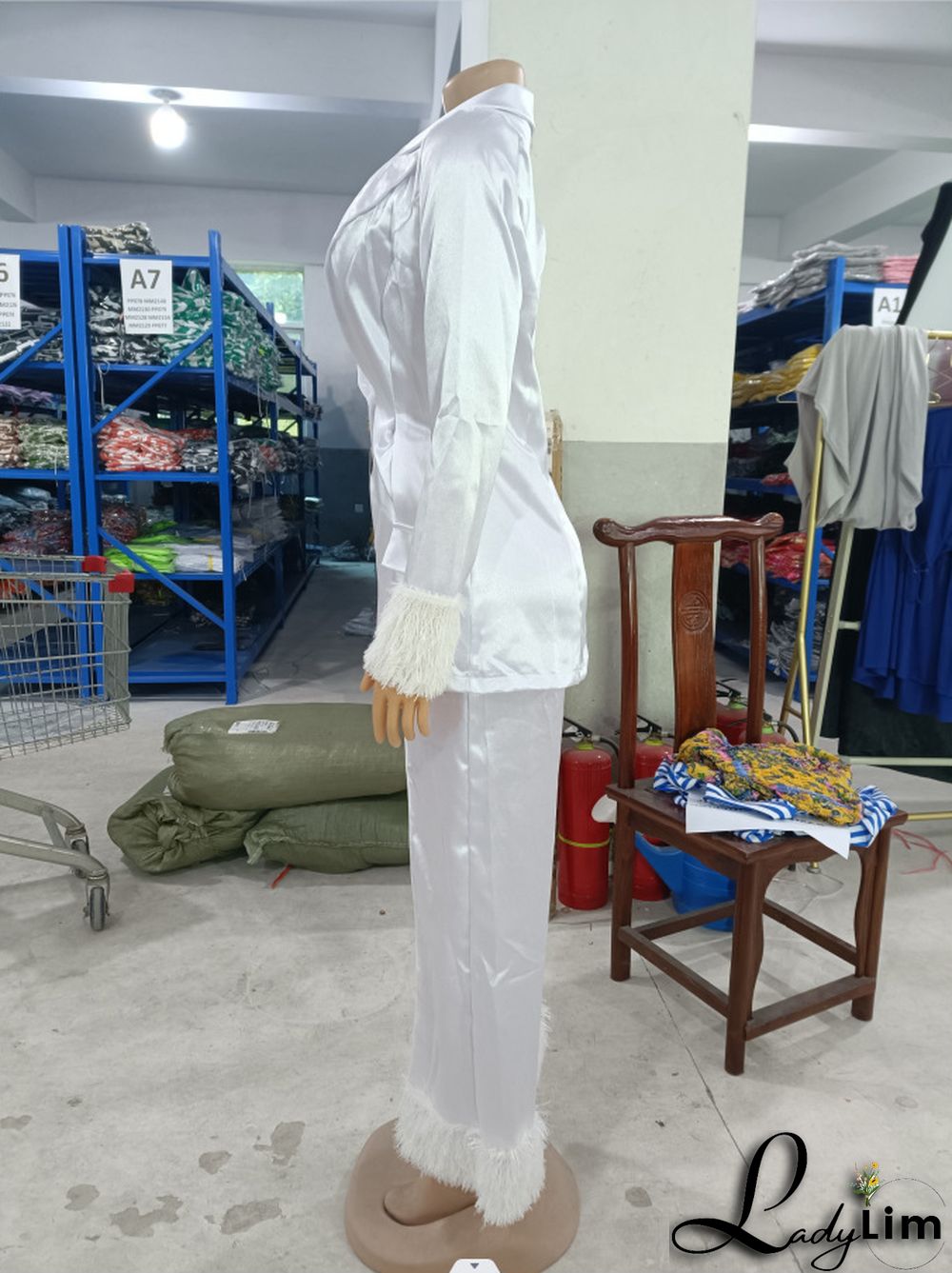 Women's Fashion Two-piece Blazer and Pants Suits with Feather