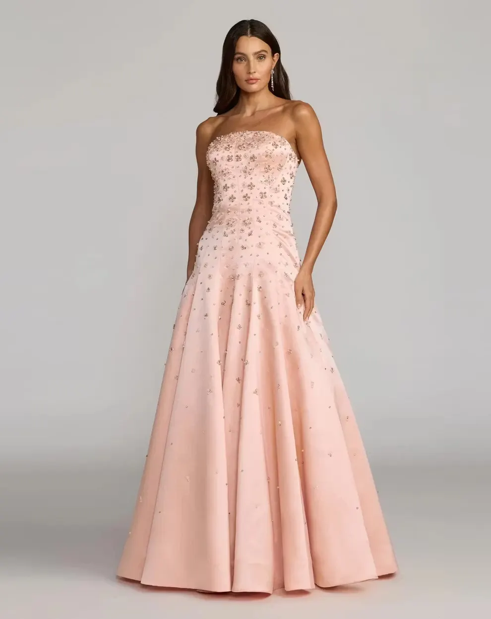 Gorgeous Strapless Sleeveless Long Pleated A-Line Prom Dress With Beading And Rhinestones | ZJ0127 Wellcucu