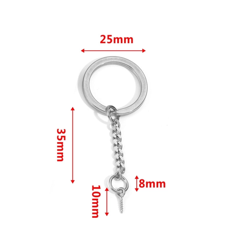 5 PCS/Package 25*35mm 30*35mm Stainless Steel Solid Color Polished Keychain Accessories