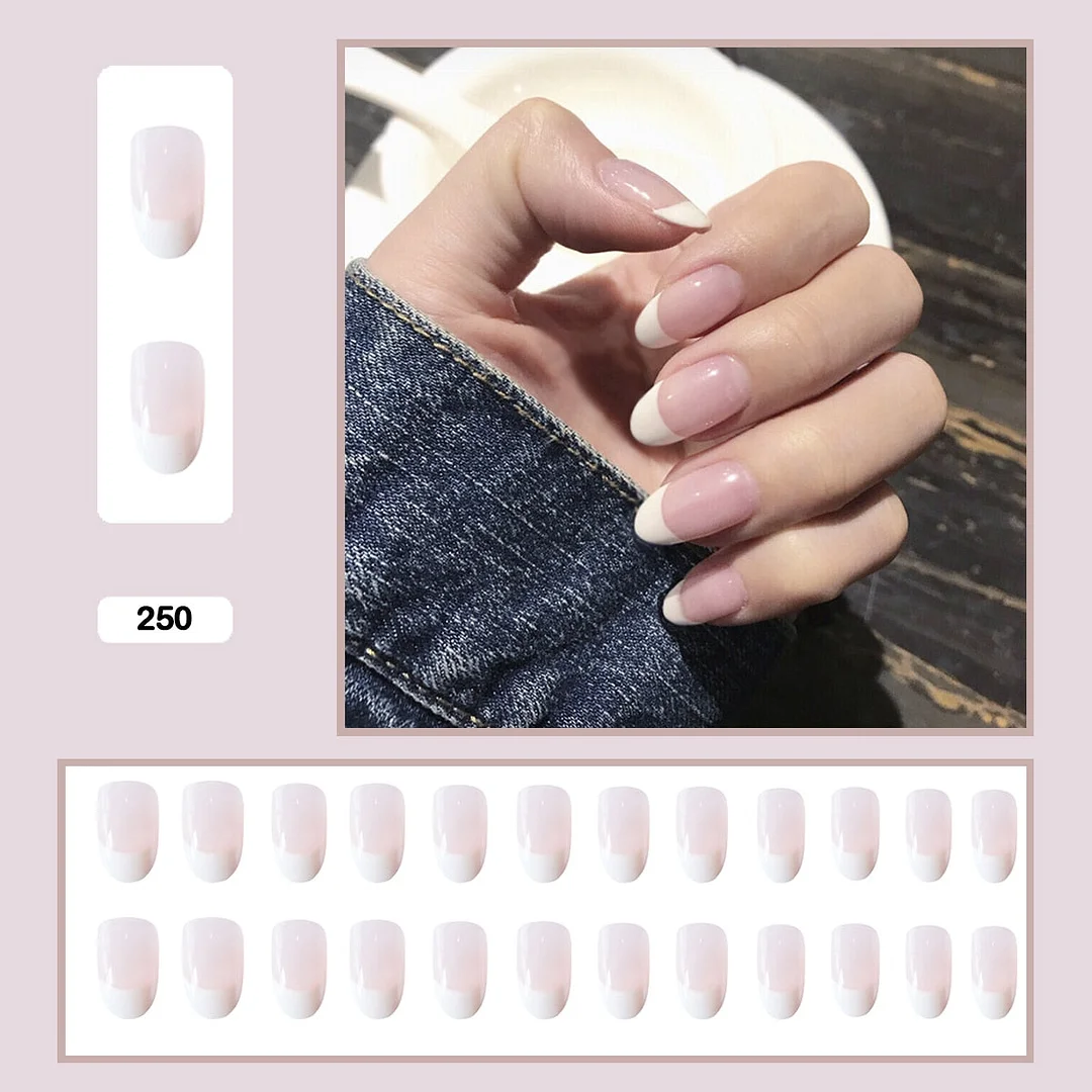 French Mordern stylish Elegant Gold Sliver Edge Line Wearable False Nails-Nail Inspo