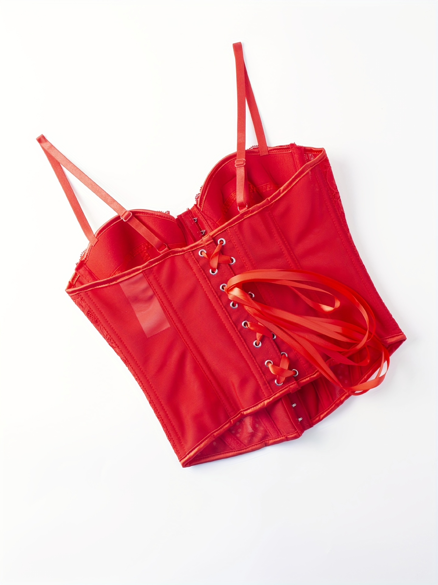 s Burgundy Lace & Mesh Strapless Corset Top - Retro Boned Shapewear Bodysuit with Tummy Control, Back Lace Panel & High Bra/Court Dresser-like Fit, Corset Bras, Bra Top Corset, Corset With Bra, Mesh Corset Top, Corset Top With Straps