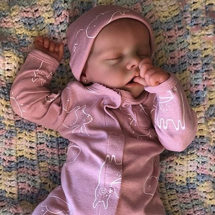 17" Real Touch Lifelike Marilla Silicone Reborn Baby Doll Girl with Hand-painted Hair Eyes Closed Rebornartdoll® Rebornartdoll®