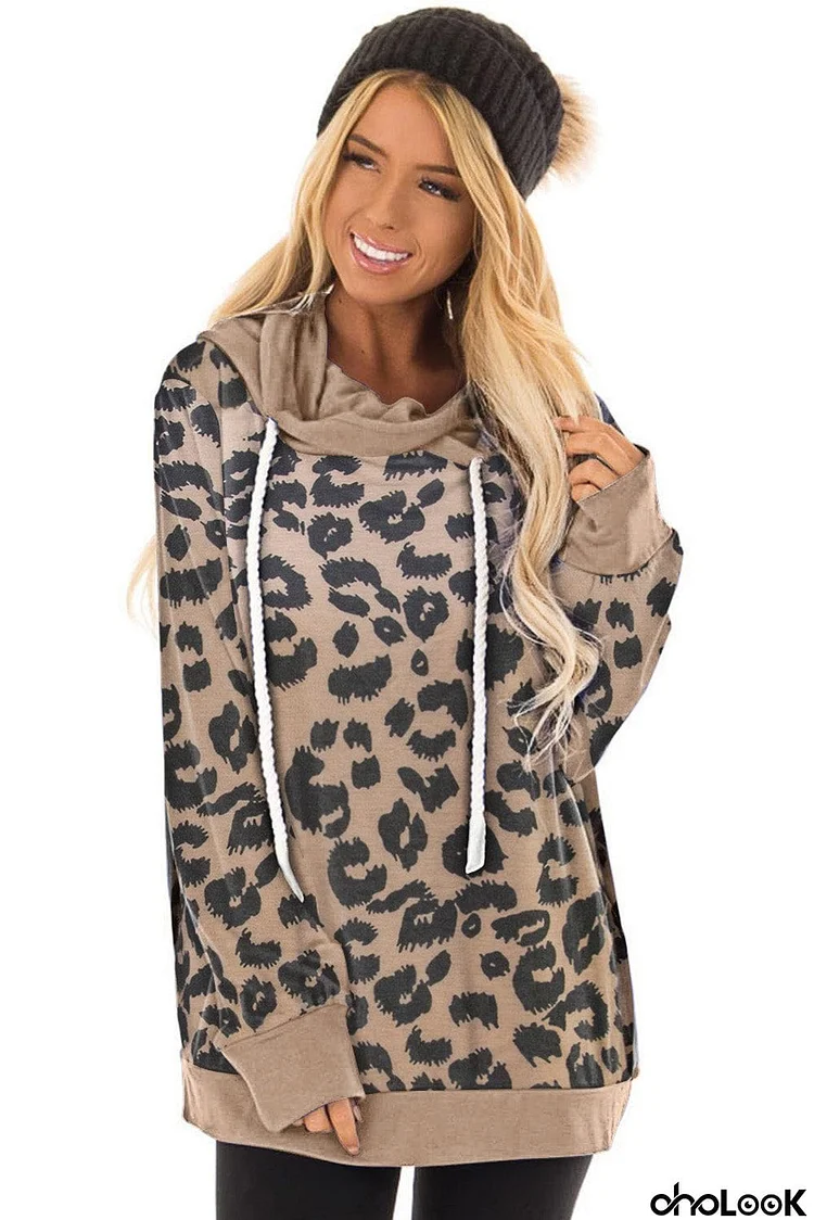 Print Drawstring Casual Hoodie