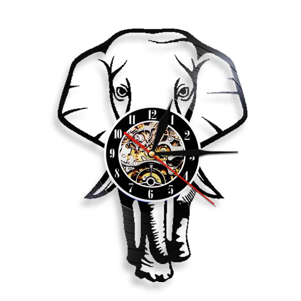 

Walking Elephant Bedroom Wa - Vinyl Record Wall Clock - Without LED, 501 Original