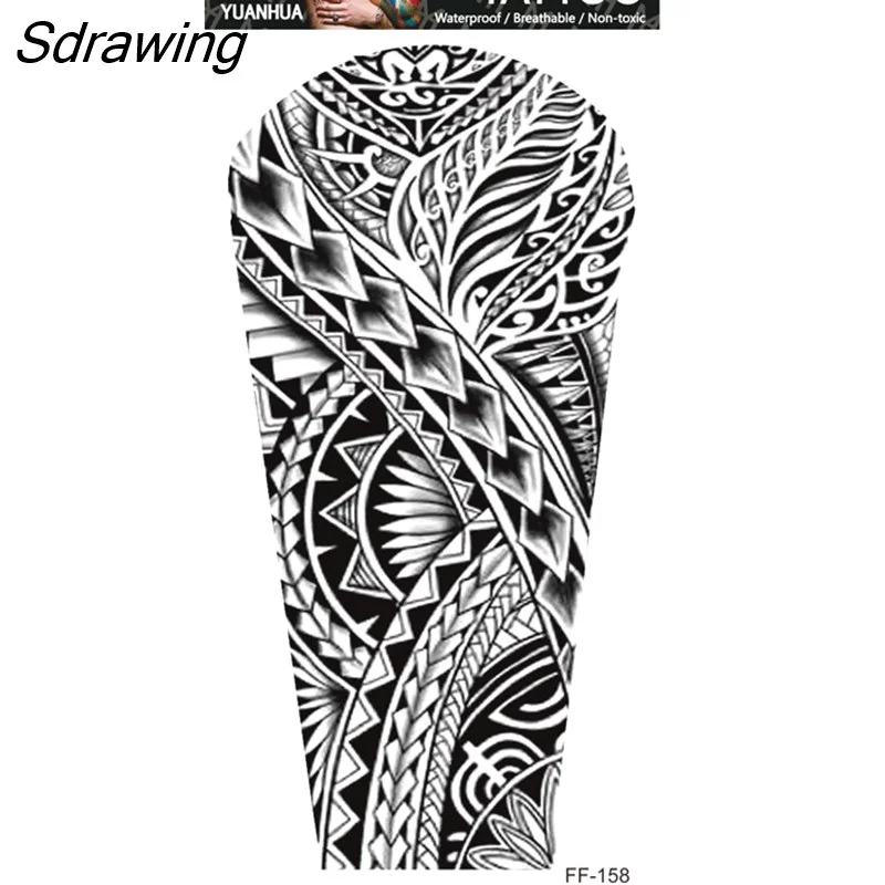 Sdrawing Forest Tattoo Sticker for Men Women Children Tiger Wolf Death Skull Temporary Tattoo Fake Henna Skeleton King Animal Tatoo