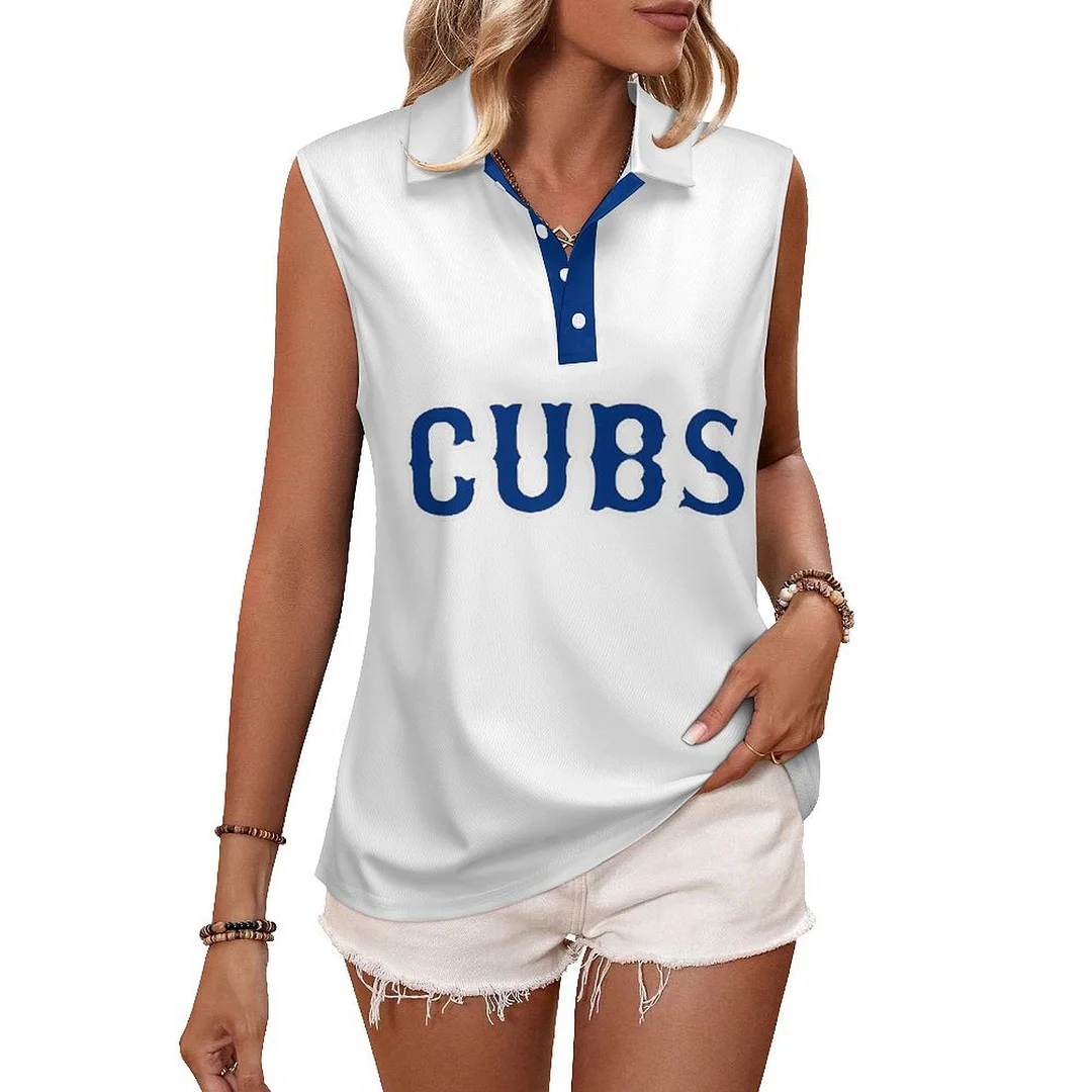 V-neck Sleeveless Casual POLO Shirt Tank Top for Women Printed with Pattern,Blue,Red