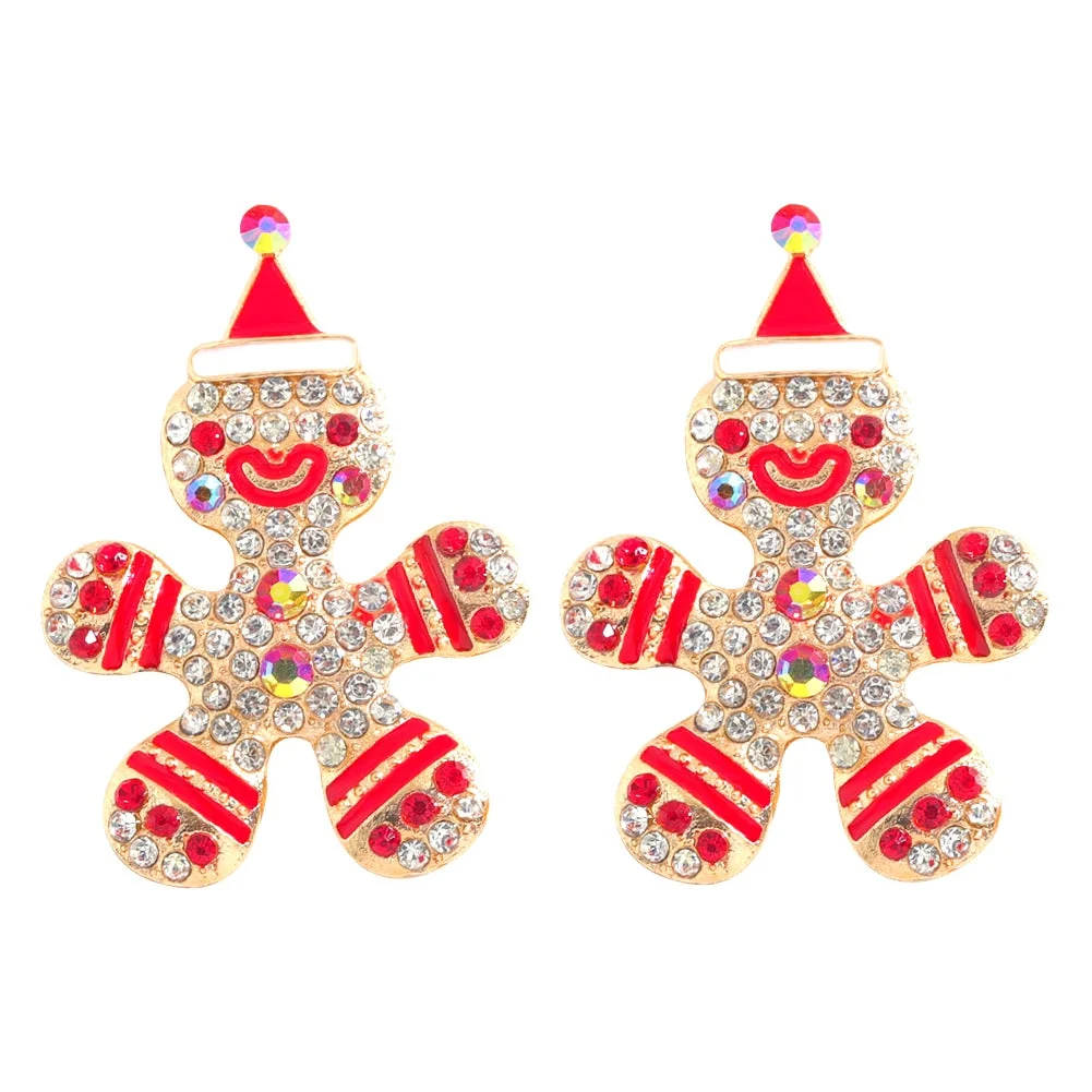 Dvacaman Sparkle Christmas Tree Candy Cane Gingerbread House Christmas Cactus Snowman Santa Drop Earrings For Women Cute Jewelry