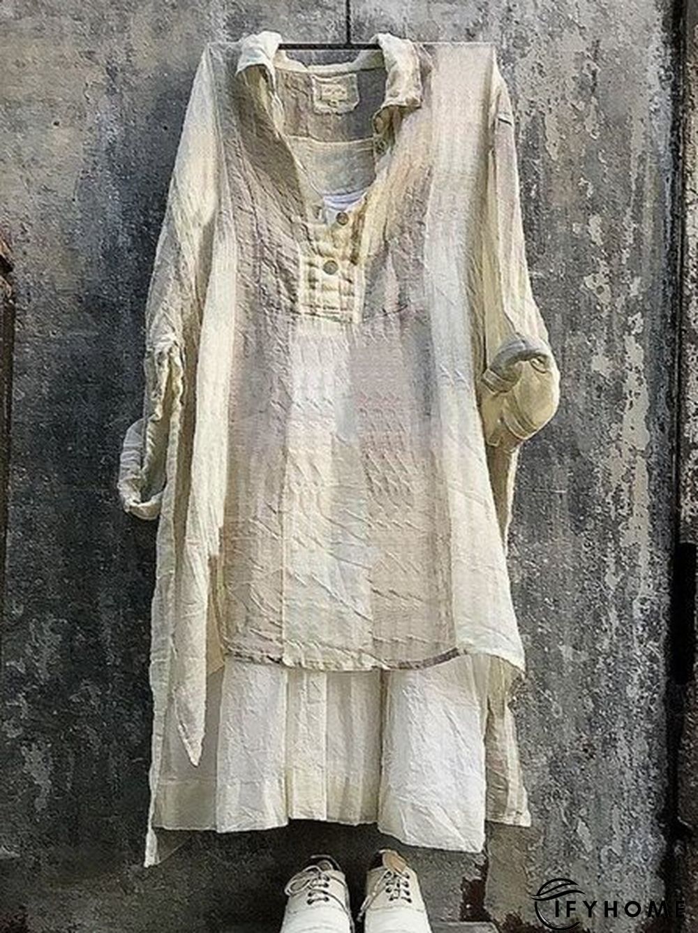 Casual Striped 3/4 Sleeve V Neck Bat Sleeve Tunic Top | IFYHOME