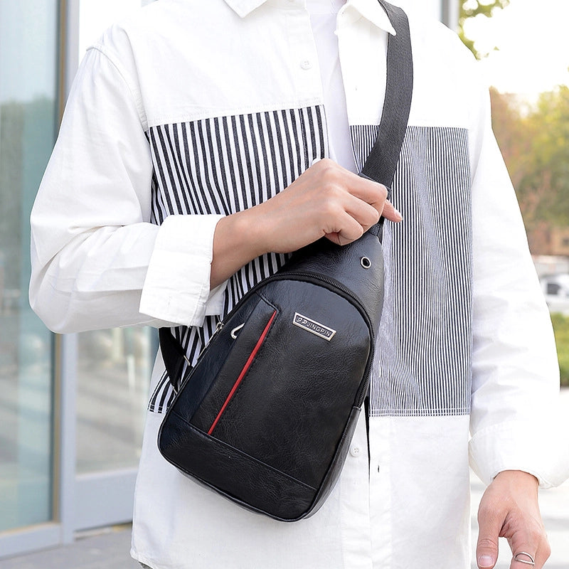 New Casual Men’s Shoulder Bag Outdoor Sports Chest Bag Men’s Pu Business Travel Messenger Bag