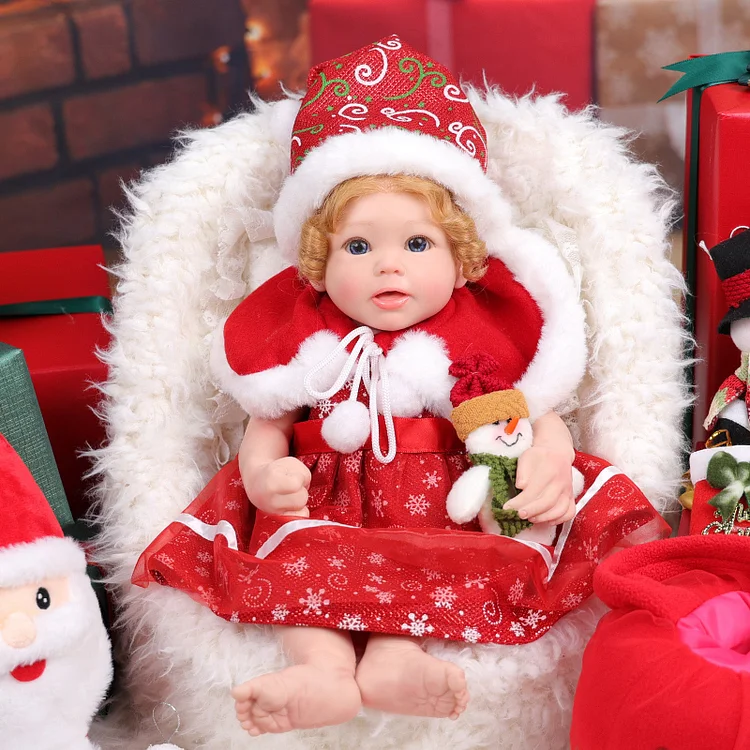 Babeside Stella 16'' Christmas Full Silicone Reborn Baby Doll Blue Eyes Girl
