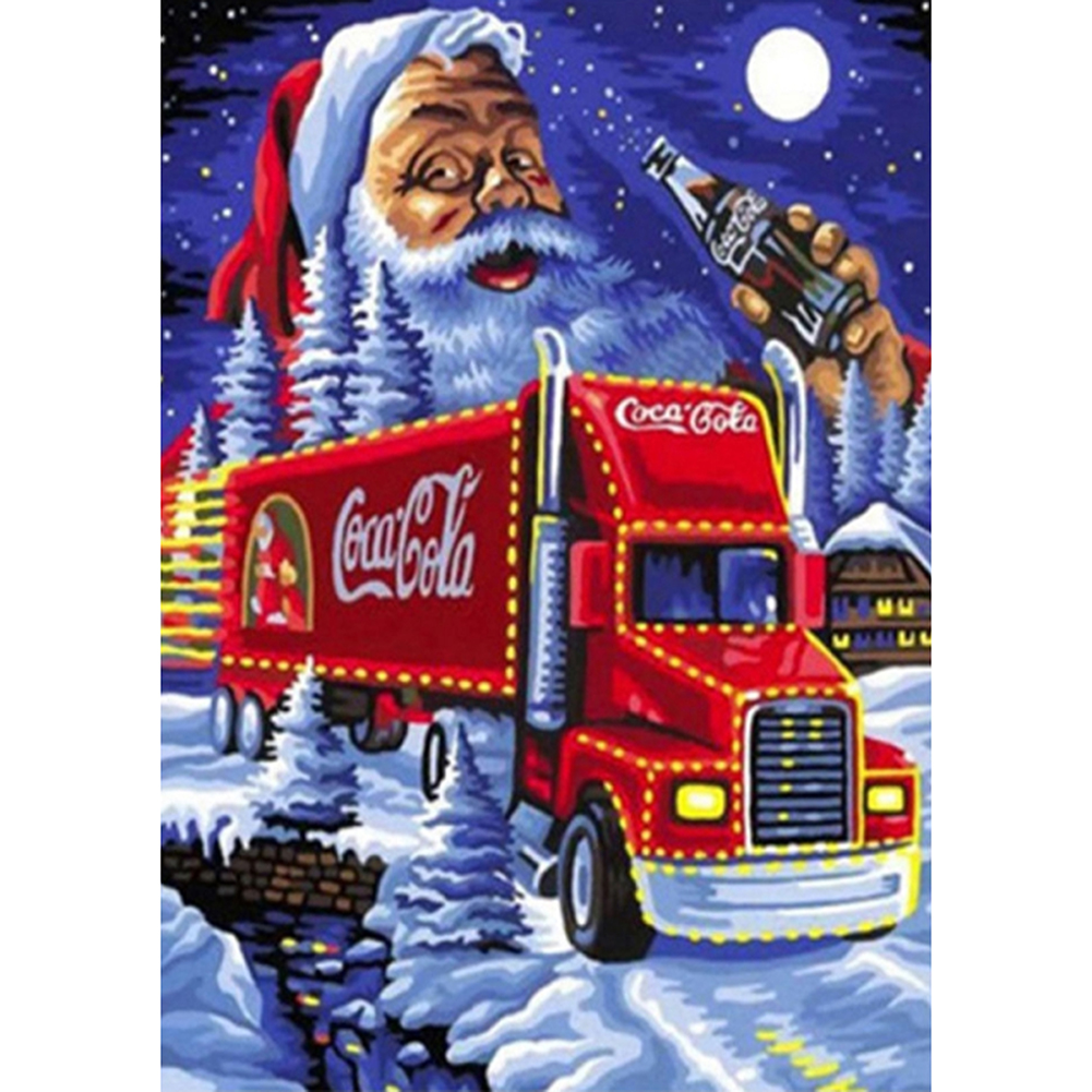 Santa Claus On Truck 30*40cm(canvas) full round drill diamond painting