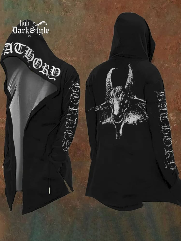 Men's Black Bull Head Art Print Casual Hoodie Jacket / Rvogue / Rvogue