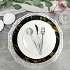 10 Pack | Marble Disposable 13" Charger Plates, Cardboard Serving Tray, Round with Leathery Texture - Black/Gold - 1100 GSM