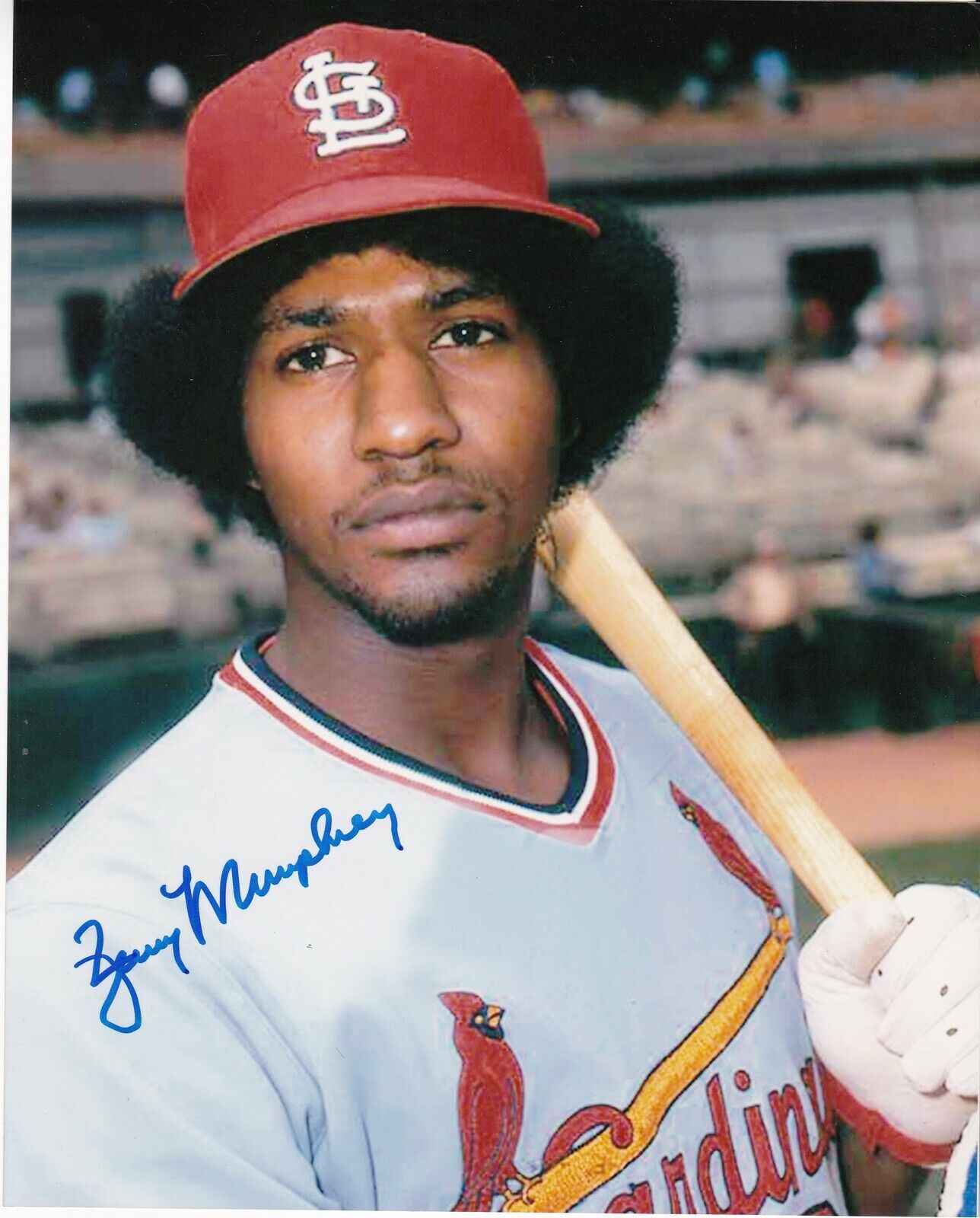 JERRY MUMPHREY ST. LOUIS CARDINALS ACTION SIGNED 8x10