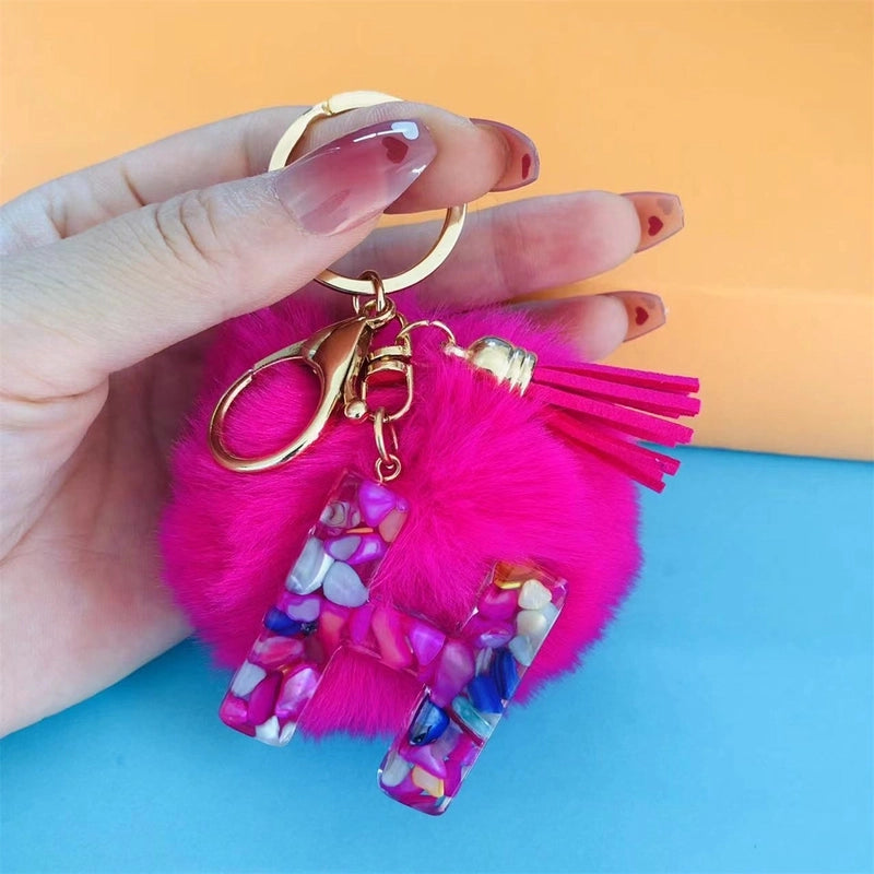 Minimalist Commute Letter Hairball Resin Unisex Bag Pendant Keychain