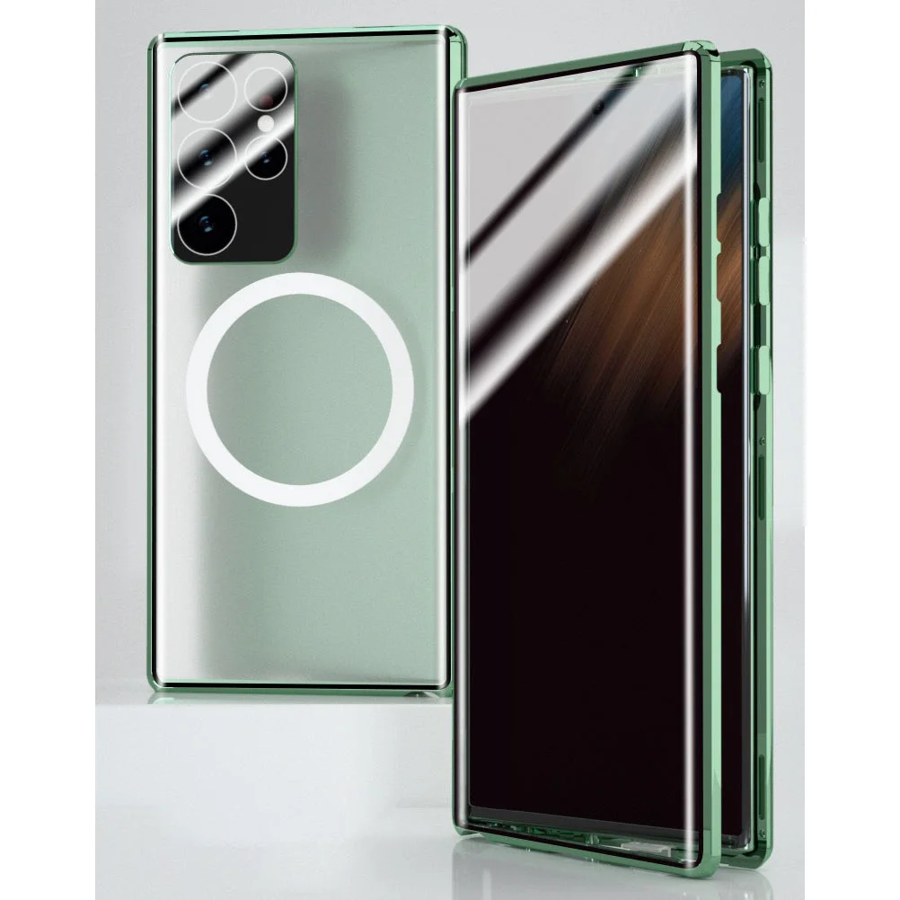 Double-Sided Tempered Glass Magnetic Wireless Charging Case for Samsung S23 Ultra