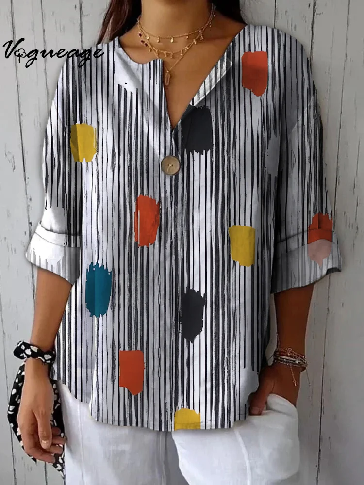 Contrast Black And White Striped Women Printed Shirt