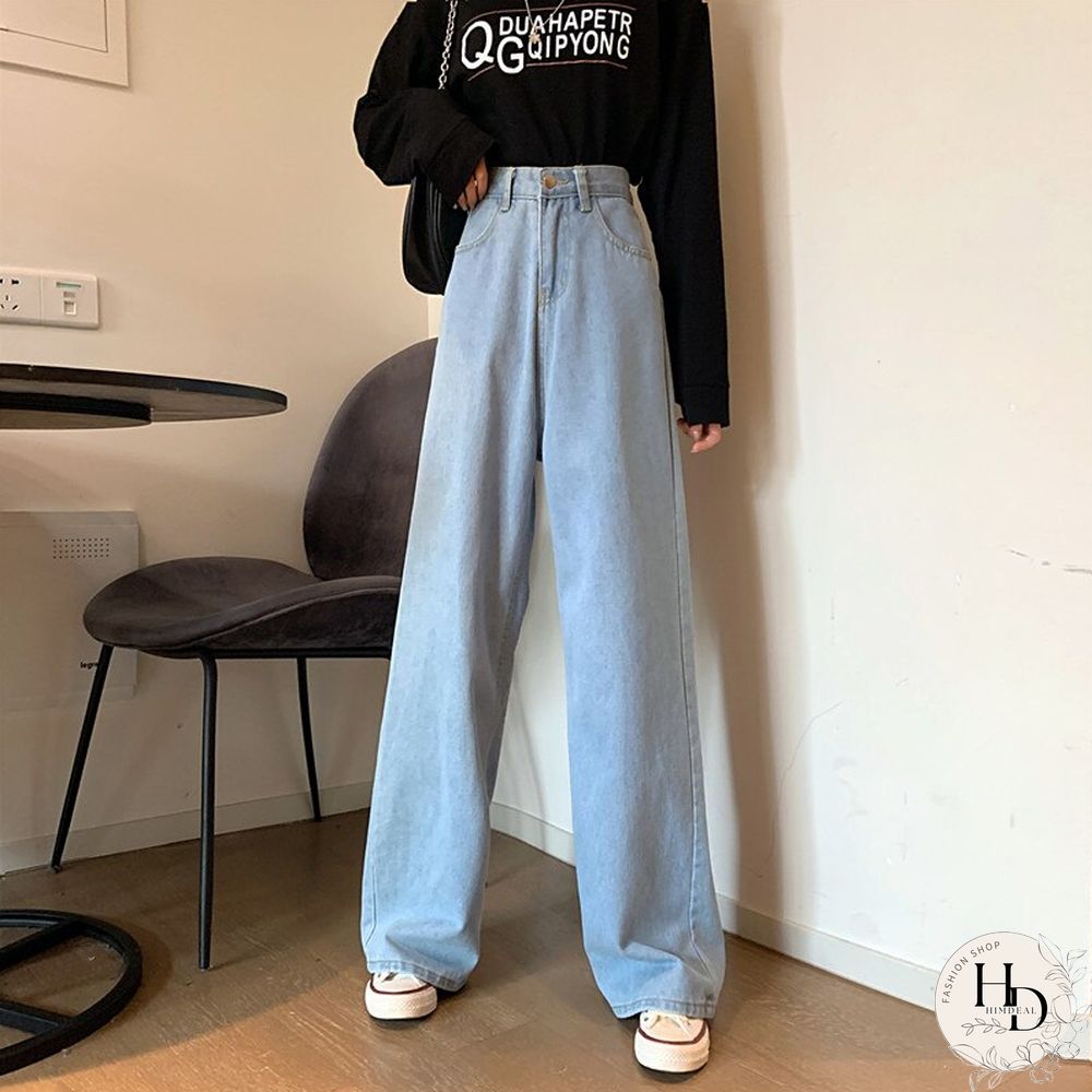 High waist blue jeans vintage streetwear quality fashion