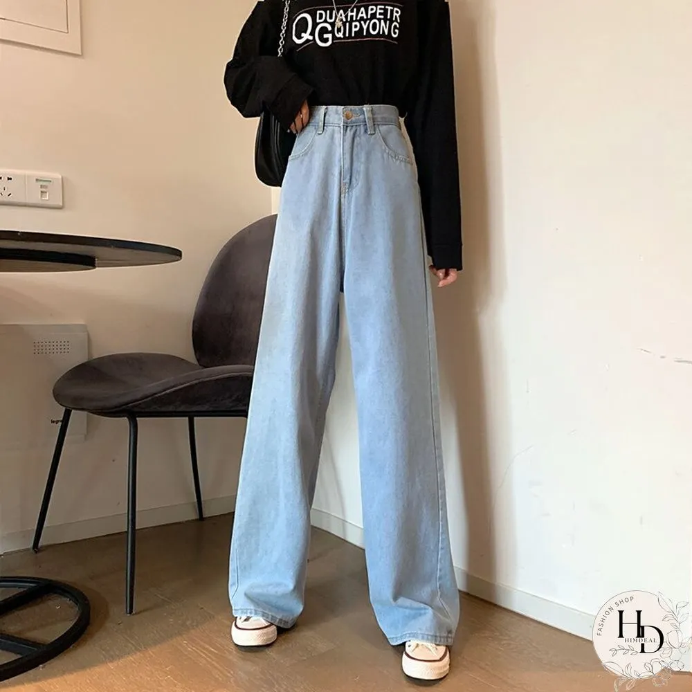 High waist blue jeans vintage streetwear quality fashion