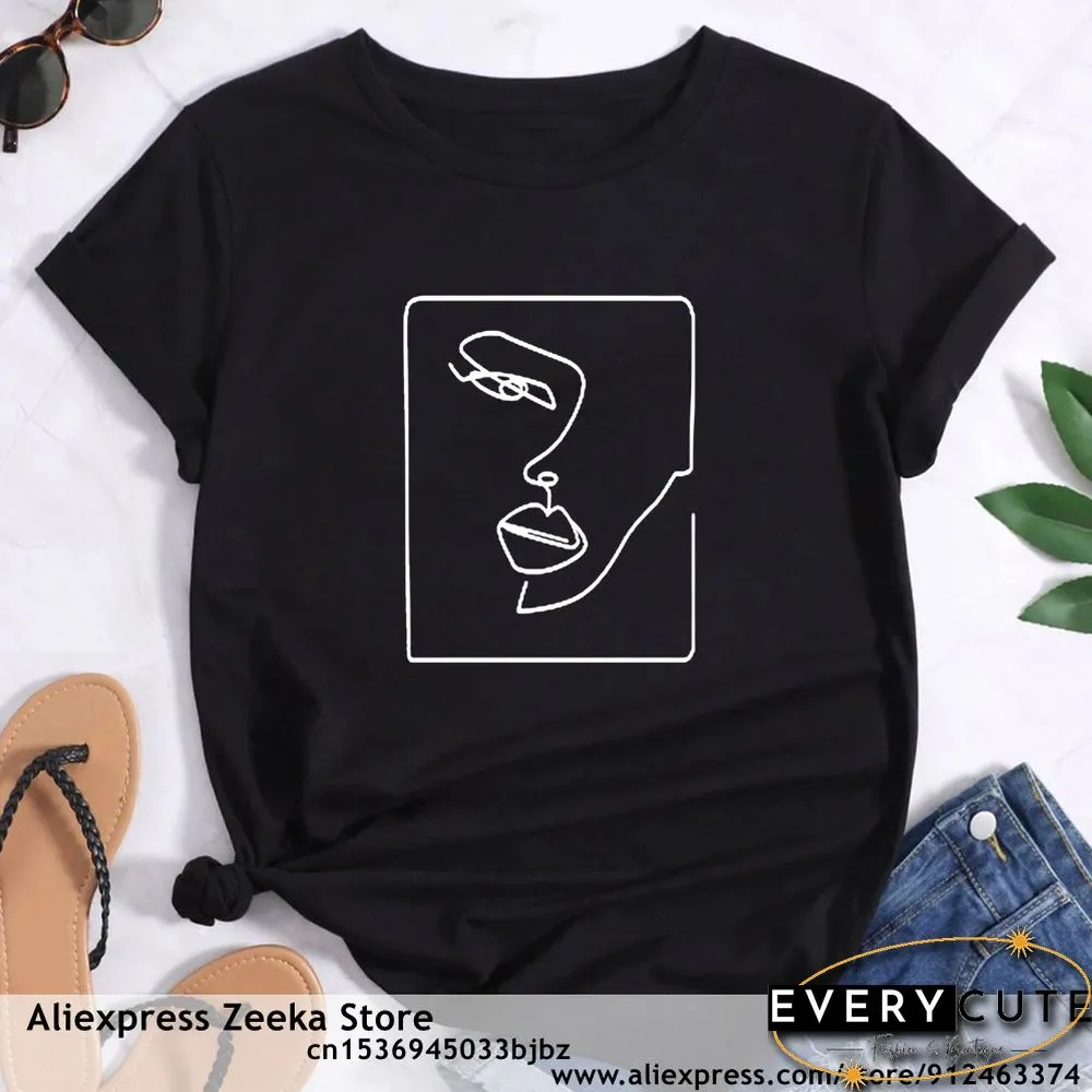 Womens Traveling Fun Print Tee-Shirt for Girls Y2K Harajuku Basics Collar White Shirt
