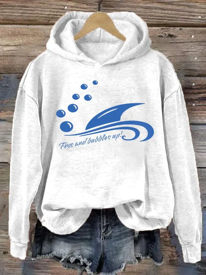 Women's Fins And Bubbles Up Jimmy Print Hoodie