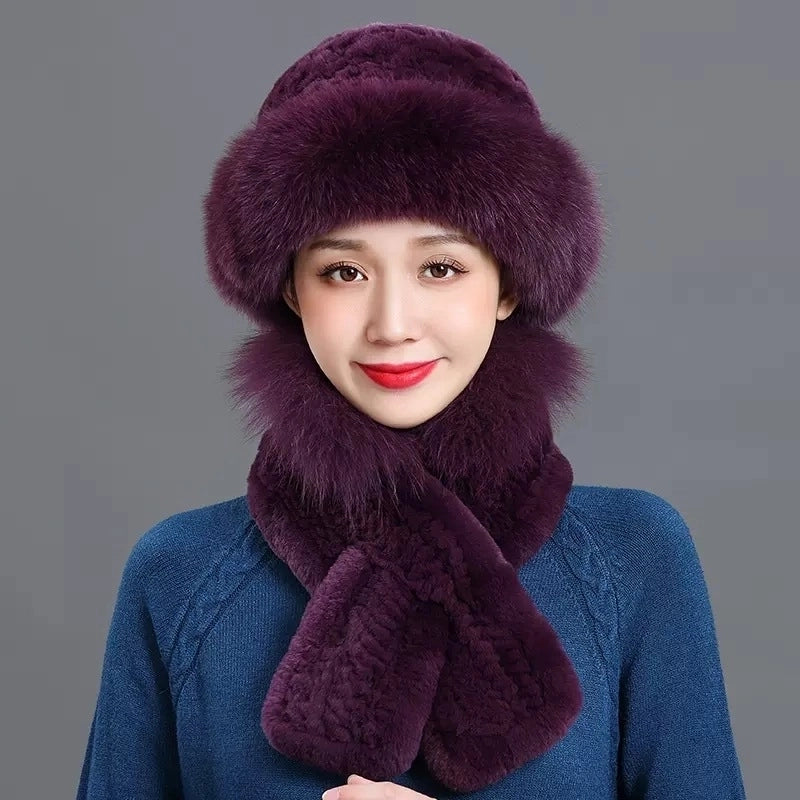 Fur Hat Female Winter Warm Imitation Fox Fur Hat Thickened Mother Korean Fashion Rex Rabbit Fur Bowler Hat Winter
