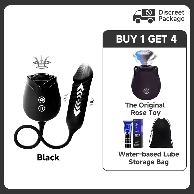 2025 Rose Thrusting Dildo with Clitoral Sucking and 10 Vibrating Modes for Deep Pleasure