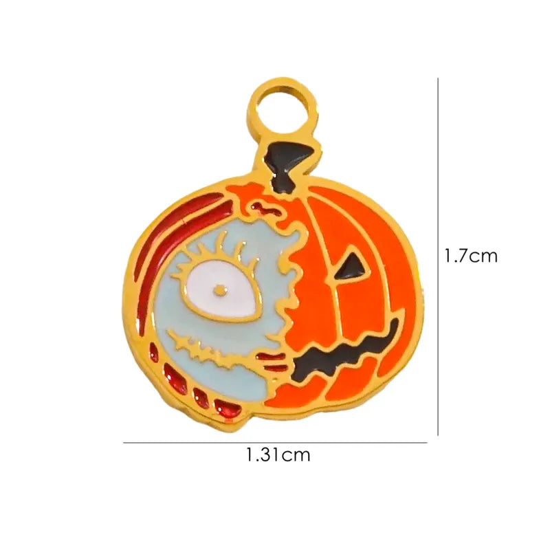 1 Piece 10*14.8mm 8.3*14.8mm 9.1*15.2mm 304 Stainless Steel 14K Gold Plated Pumpkin Skull Grimace Pendant Jewelry Accessories