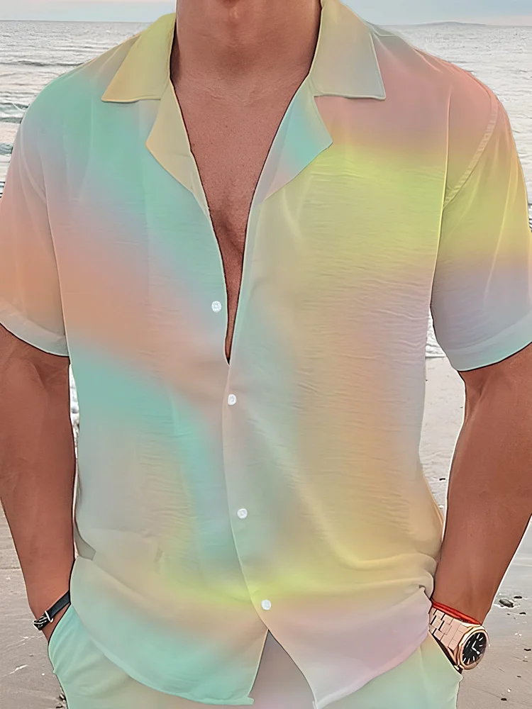 Men's Vacation Gradient All Over Print Short Sleeve Shirt