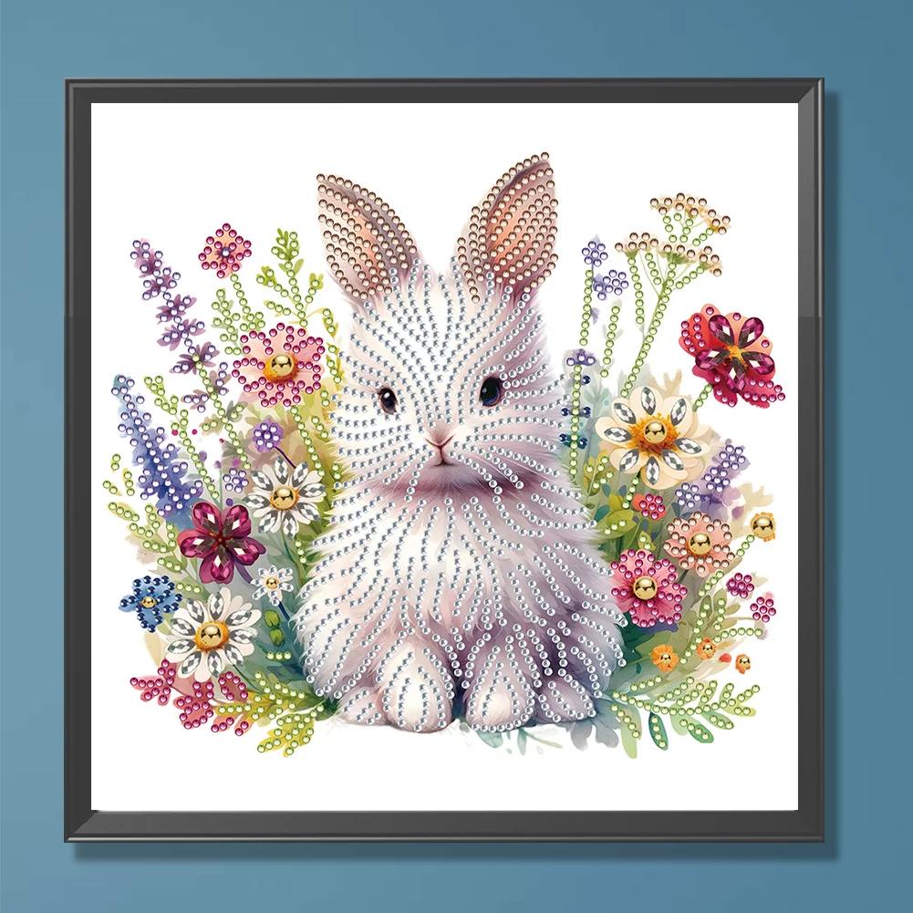 Diamond Painting - Partial Special Shaped Drill - Flowers Rabbit(Canvas|30*30cm)