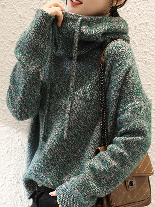 Casual Loose 3 Colors Hooded Long Sleeves Sweater Top GREEN-One_size