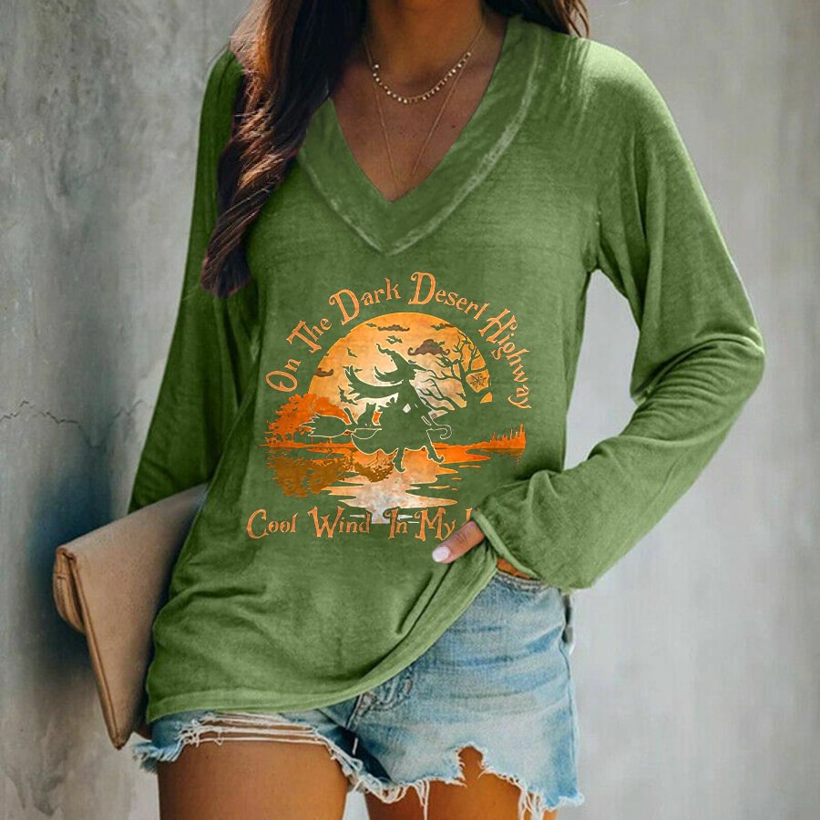 On The Dark Desert Highway Cool Wind In My Hair Printed T-shirt