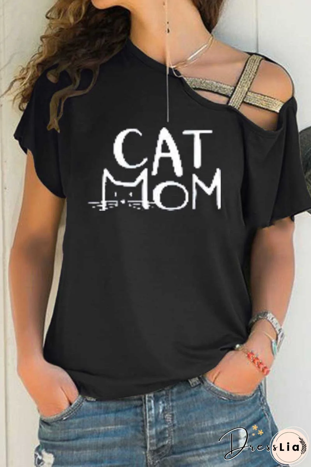Round Neck Off Shoulder T-Shirt