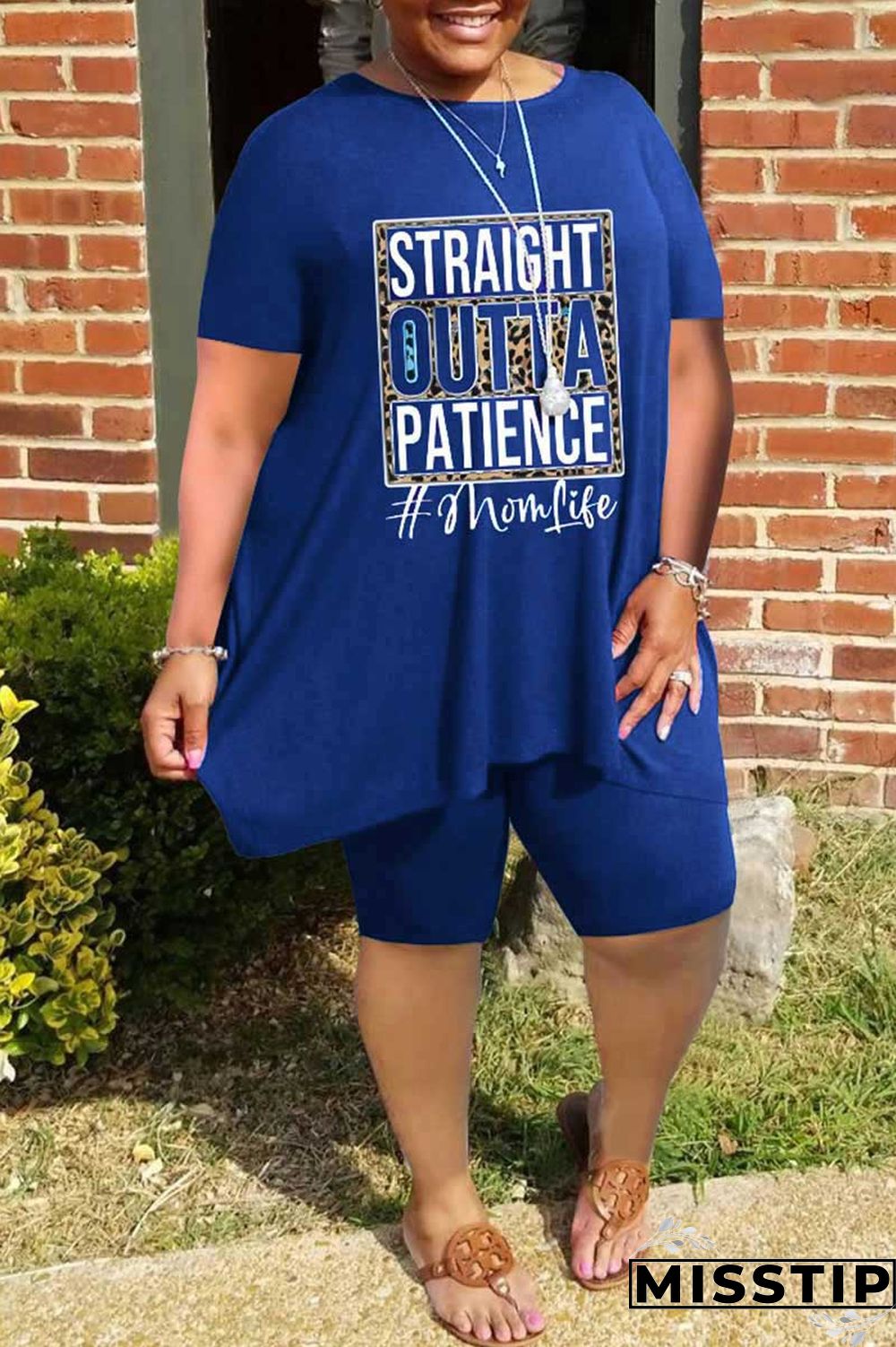 Black Casual Print Patchwork O Neck Plus Size Two Pieces