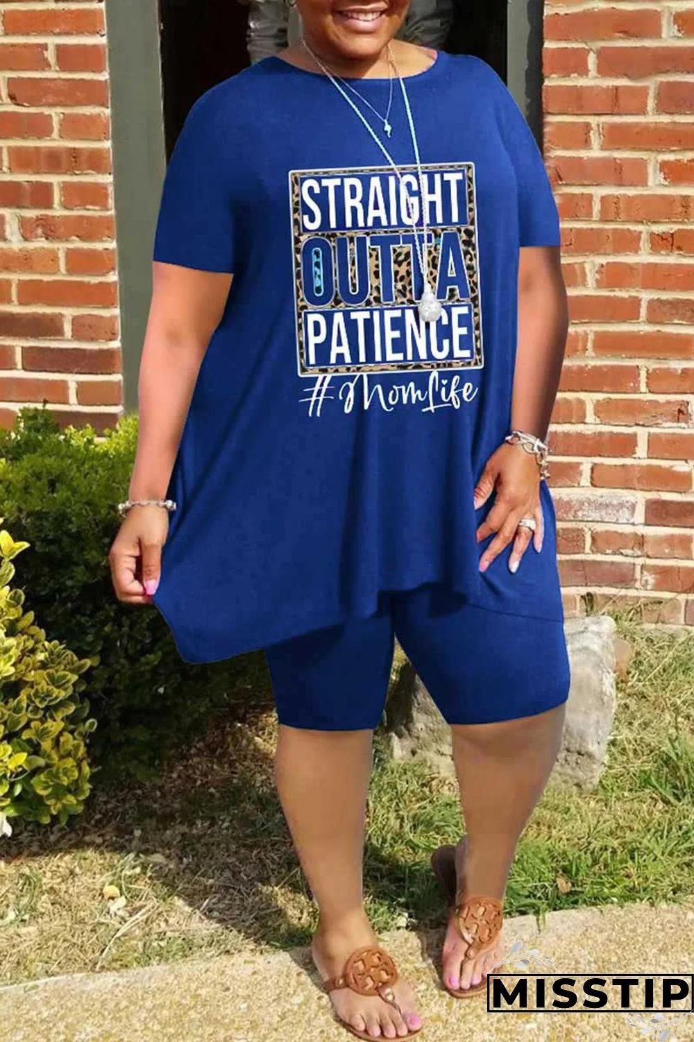 Black Casual Print Patchwork O Neck Plus Size Two Pieces