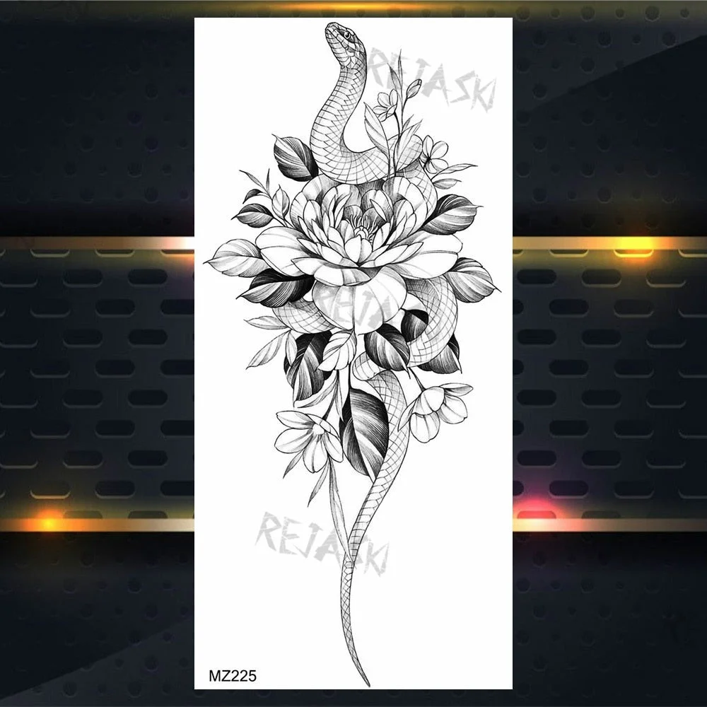 Purple Rose Jewelry Water Transfer Tattoo Stickers Women Body Chest Art Temporary Tattoo Girl Waist Bracelet Flash Tatoos Flower