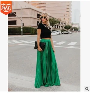 Uveng Uveng 2024 New Large-Size High-Waisted Half-Dress Women's Large Swing Skirt Wrinkles Long Skirt