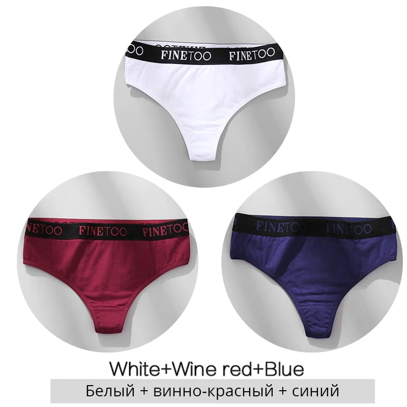 FINETOO Cotton Thongs Women Wide Belt Letter G-string Underwear M-XL Girls T-back Underpants Comfortable Thong Panties Lingerie