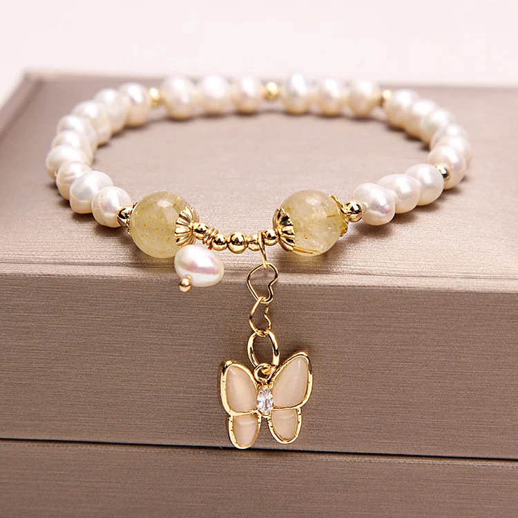 Natural Pearl Strawberry Quartz Bracelet KERENTILA