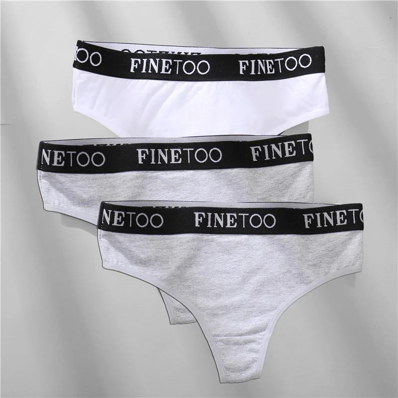 FINETOO 2/3PCS Cotton Sexy Underwear G-string Women M-XL Panties Fashion Letter Waist Femme 2021 Underpant For Woman Thong Girls